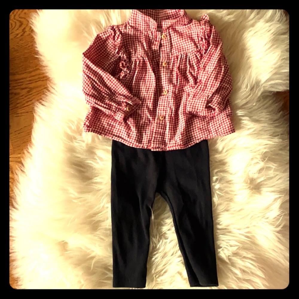 Zara Baby Gingham Shirt and Leggings - 3-6M